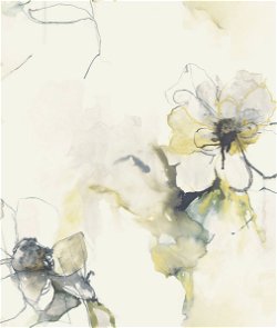 Seabrook Designs Anemone Watercolor Floral Dark Ash & Canary Wallpaper