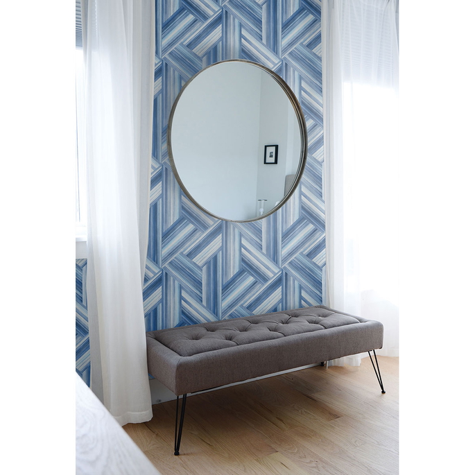 Seabrook Designs Geo Inlay Denim &amp; Sky Blue Wallpaper image 2 of 2