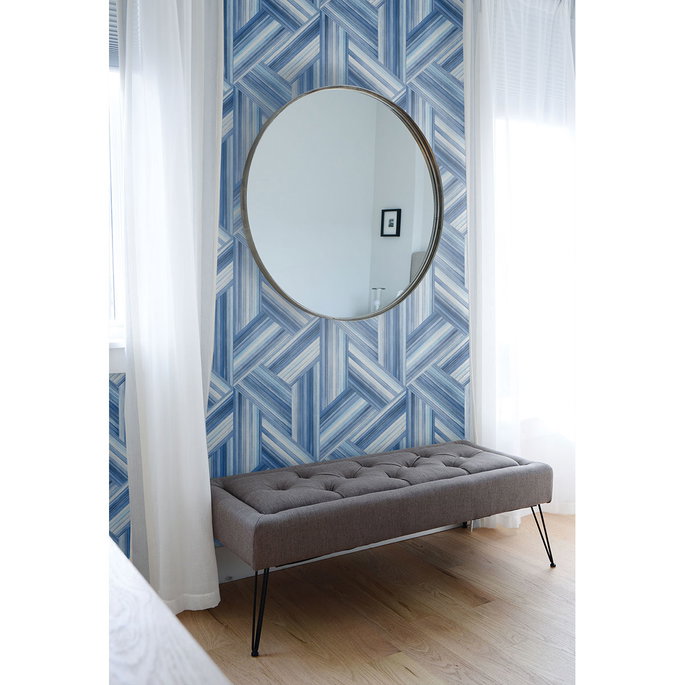 Seabrook Designs Geo Inlay Denim &amp; Sky Blue Wallpaper image 2 of 2