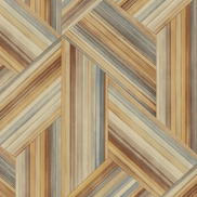 Seabrook Designs Geo Inlay Saddle Brown & Steel Wallpaper