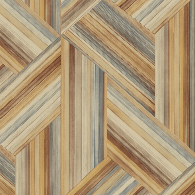 Seabrook Designs Geo Inlay Saddle Brown &amp; Steel Wallpaper image 1 of 2