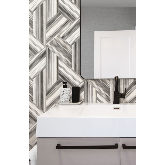 Seabrook Designs Geo Inlay Cove Gray &amp; Carrara Wallpaper image 2 of 2
