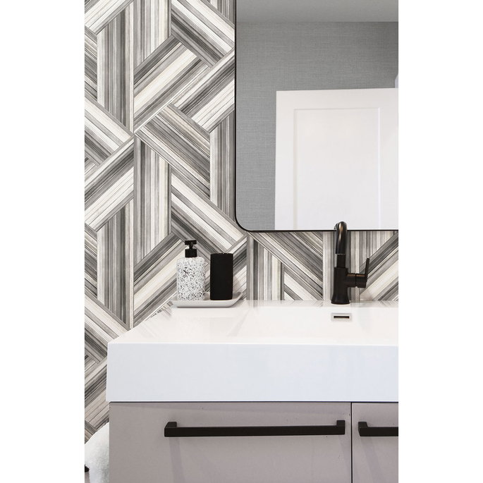 Seabrook Designs Geo Inlay Cove Gray &amp; Carrara Wallpaper image 2 of 2