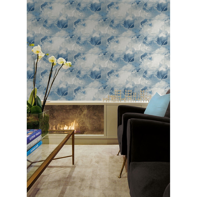 Seabrook Designs Notch Trowel Abstract Blue Lake &amp; Frost Wallpaper image 2 of 2