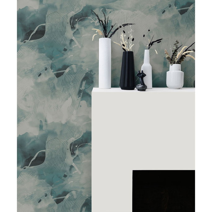Seabrook Designs Notch Trowel Abstract Sea Green &amp; Pearl Wallpaper image 2 of 2