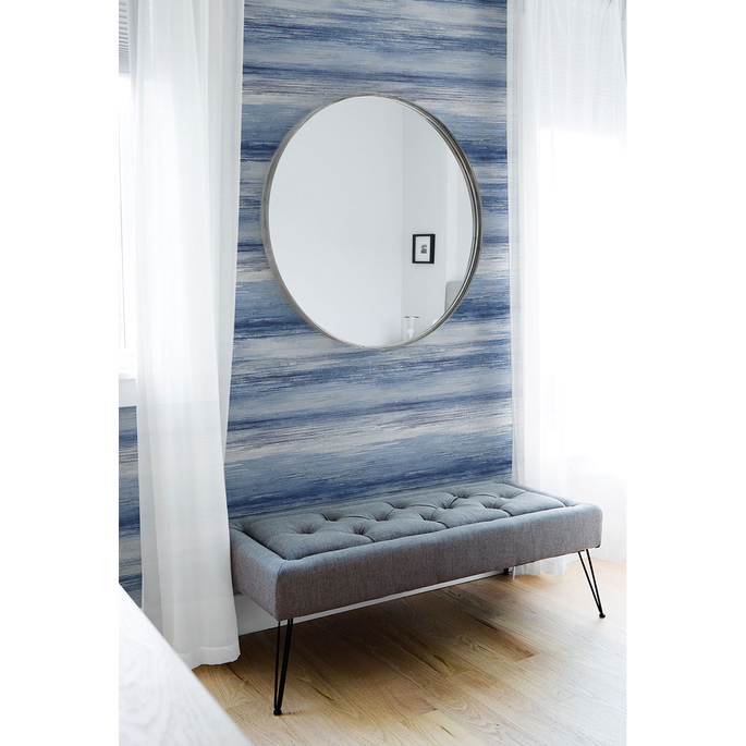 Seabrook Designs Sunset Stripes Moody Blue &amp; Frost Wallpaper image 2 of 2