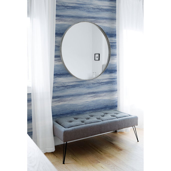 Seabrook Designs Sunset Stripes Moody Blue &amp; Frost Wallpaper image 2 of 2