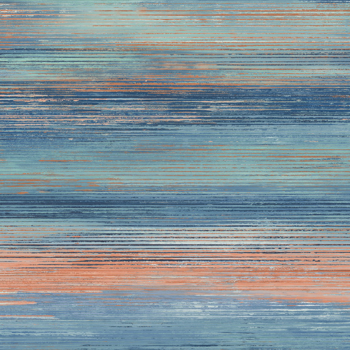 Seabrook Designs Sunset Stripes Blueberry &amp; Vermillion Orange Wallpaper image 1 of 2