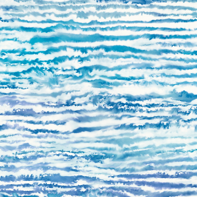 Seabrook Designs Watercolor Waves French Navy &amp; Aqua Wallpaper image 1 of 2