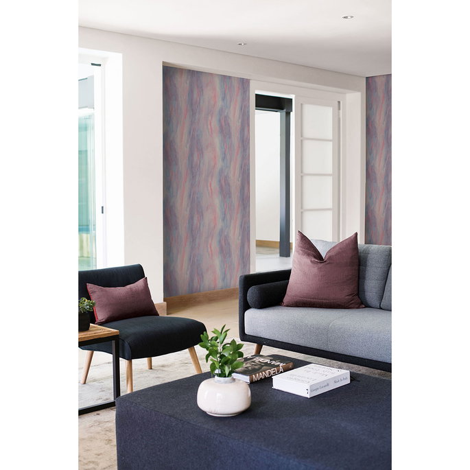 Seabrook Designs Smoke Texture Embossed Vinyl Bluestone &amp; Rosewood Wallpaper image 2 of 2