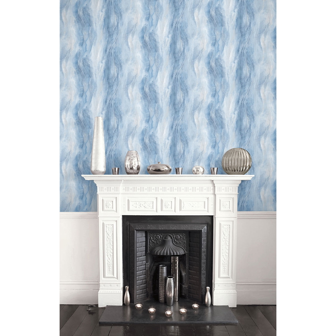 Seabrook Designs Smoke Texture Embossed Vinyl Blue Lake Wallpaper image 2 of 2