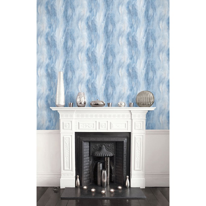 Seabrook Designs Smoke Texture Embossed Vinyl Blue Lake Wallpaper image 2 of 2