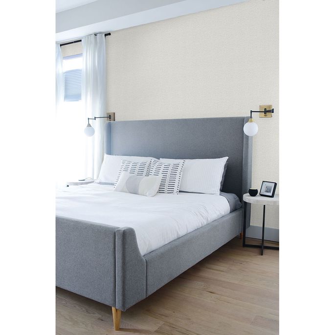 Seabrook Designs Faux Wool Weave Metallic Silver &amp; Ivory Wallpaper image 2 of 2