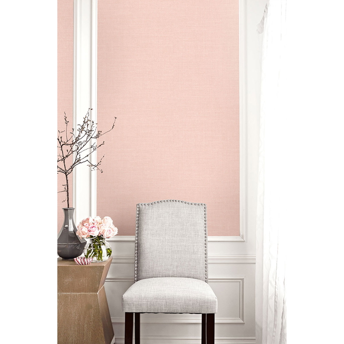 Seabrook Designs Hopsack Embossed Vinyl Lightly Pink Wallpaper image 2 of 2