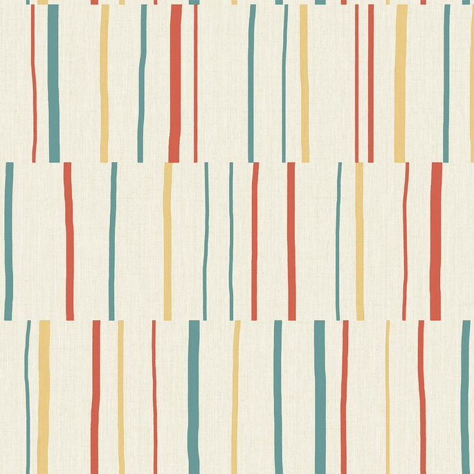 Seabrook Designs Block Lines Vermillion/Sunflower/Teal Wallpaper image 1 of 2