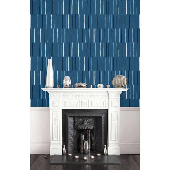 Seabrook Designs Block Lines Blueberry/Midnight/Blue Skies Wallpaper image 2 of 2