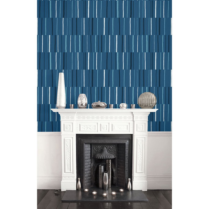 Seabrook Designs Block Lines Blueberry/Midnight/Blue Skies Wallpaper image 2 of 2