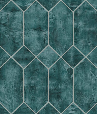Seabrook Designs Geo Faux Emerald & Metallic Silver Wallpaper
