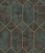 Seabrook Designs Geo Faux Rust/Forest Green/Metallic Gold Wallpaper
