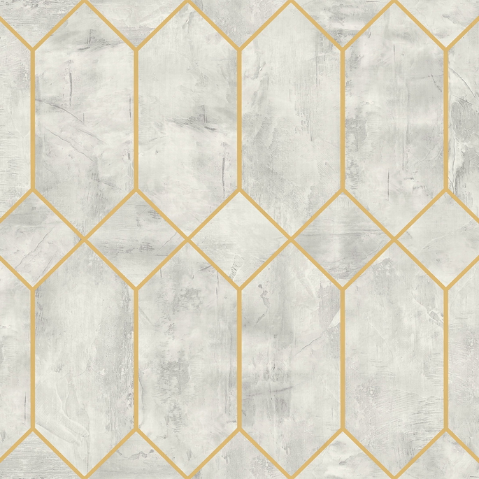 Seabrook Designs Geo Faux Silver Birch &amp; Metallic Gold Wallpaper image 1 of 2