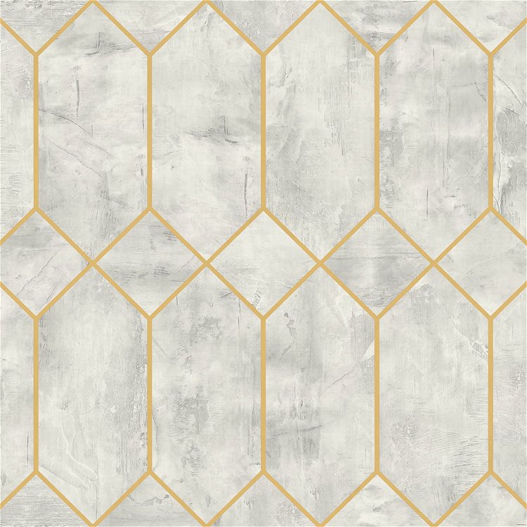 Seabrook Designs Geo Faux Silver Birch & Metallic Gold Wallpaper