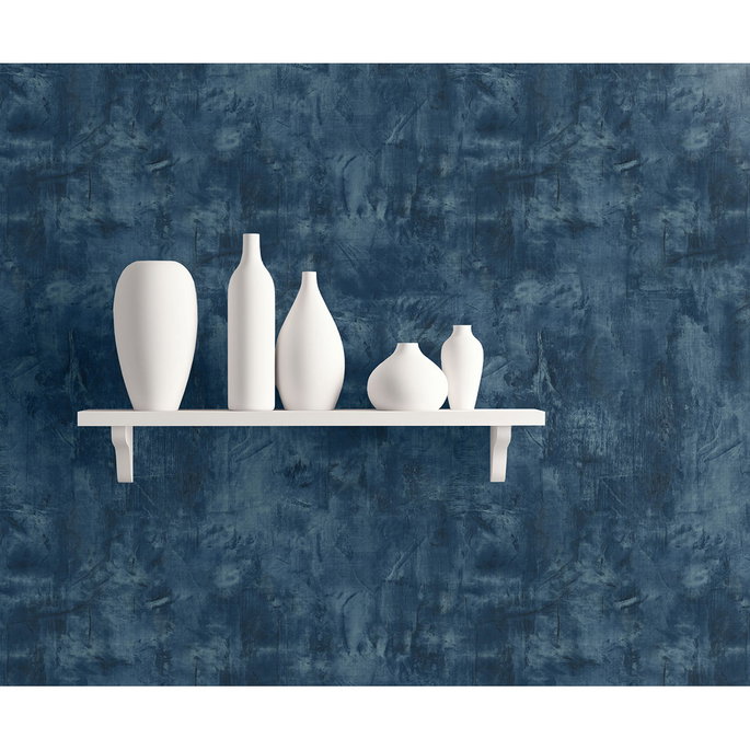 Seabrook Designs Rustic Stucco Faux Denim Blue Wallpaper image 2 of 2