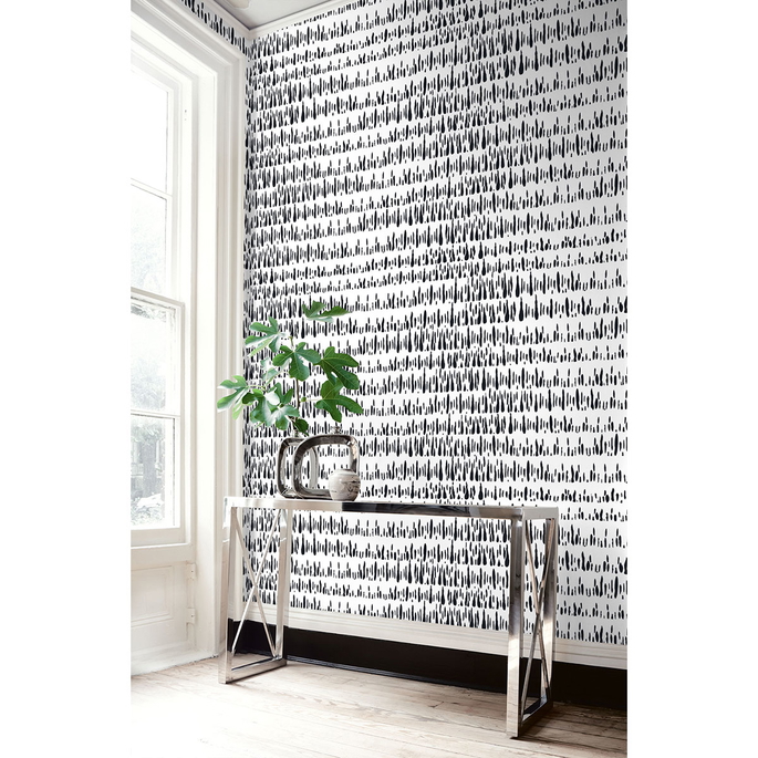 Seabrook Designs Brush Marks Black &amp; White Wallpaper image 2 of 2