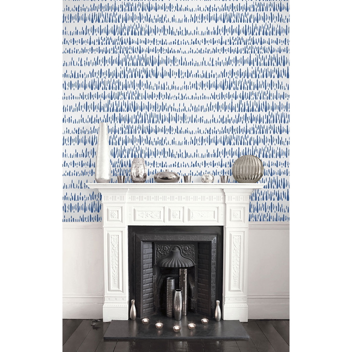 Seabrook Designs Brush Marks Navy &amp; White Wallpaper image 2 of 2