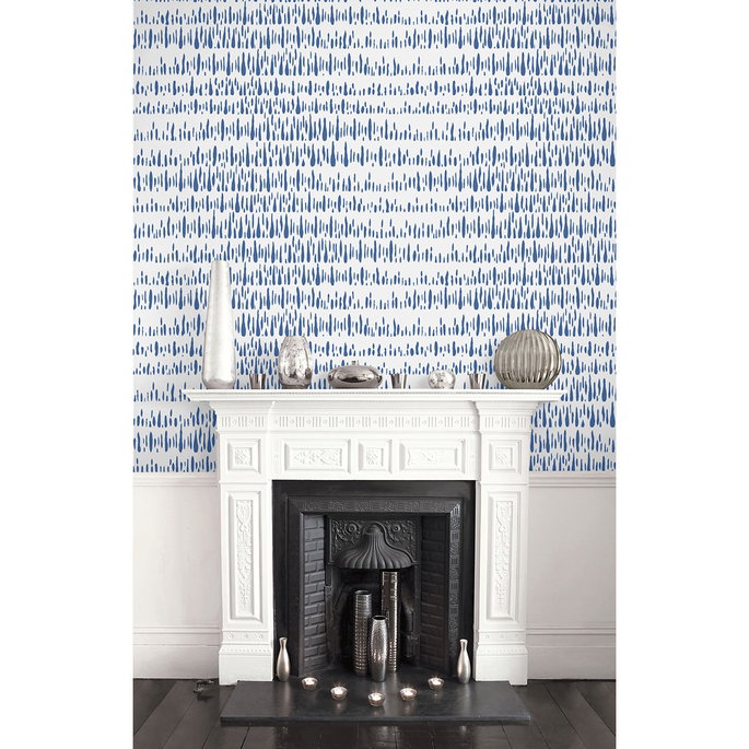 Seabrook Designs Brush Marks Navy &amp; White Wallpaper image 2 of 2
