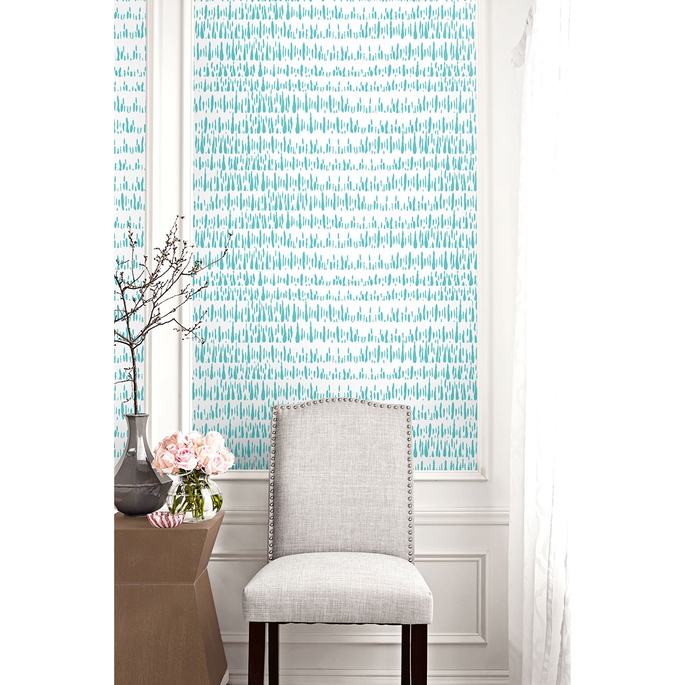 Seabrook Designs Brush Marks Teal &amp; White Wallpaper image 2 of 2