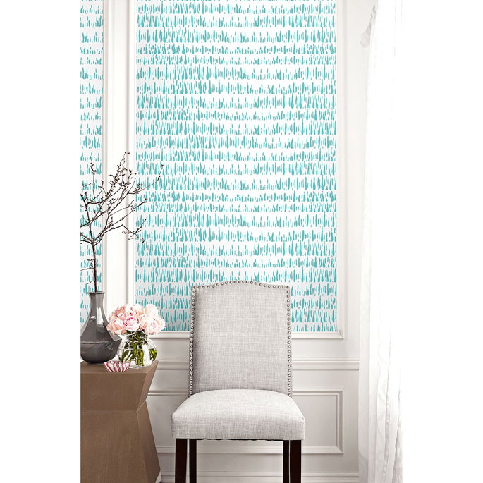 Seabrook Designs Brush Marks Teal &amp; White Wallpaper image 2 of 2