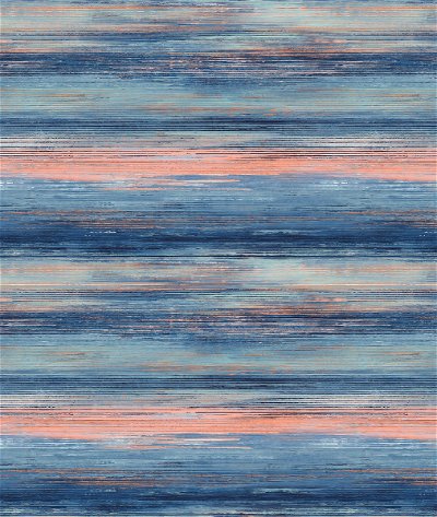 Seabrook Designs Sunset Stripes Blueberry & Vermillion Orange Fabric