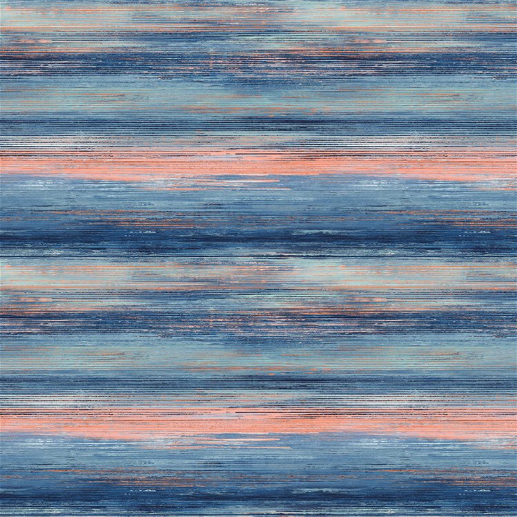 Seabrook Designs Sunset Stripes Blueberry & Vermillion Orange Fabric