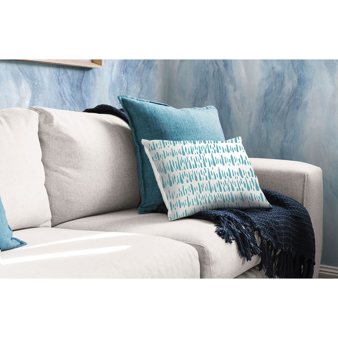 Seabrook Designs Brush Marks Teal &amp; White Fabric image 2 of 2