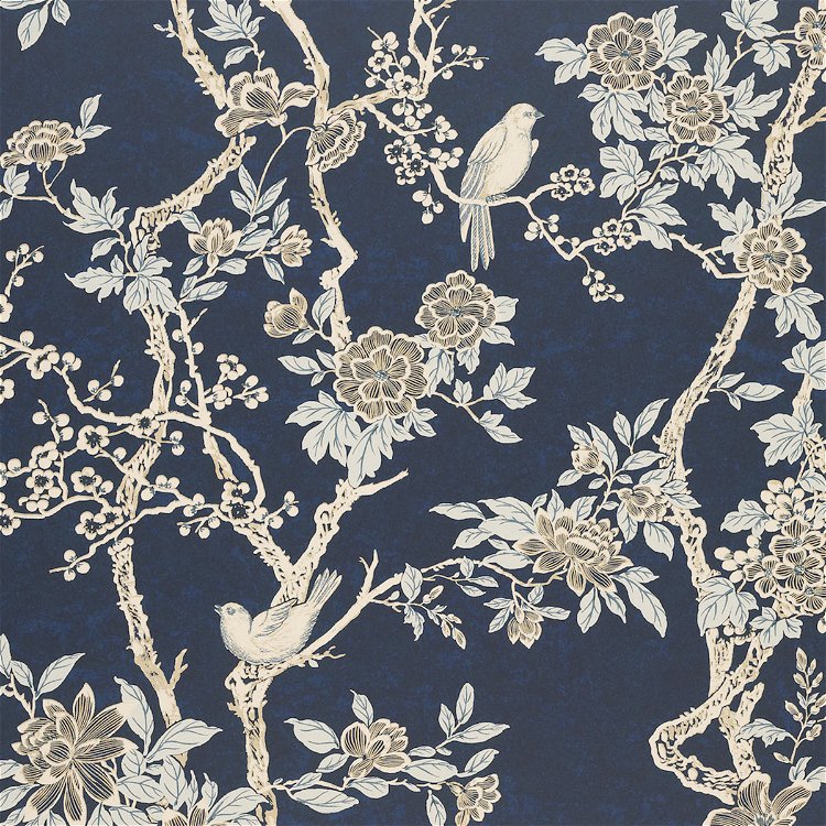Ralph Lauren Marlowe Floral Prussian Blue Wallpaper