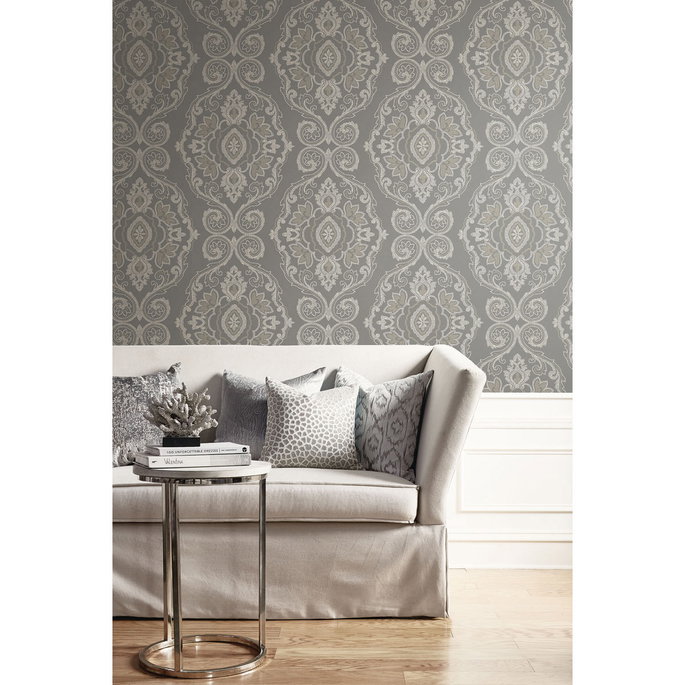 Seabrook Designs Nautical Damask Black Sands Wallpaper image 2 of 2