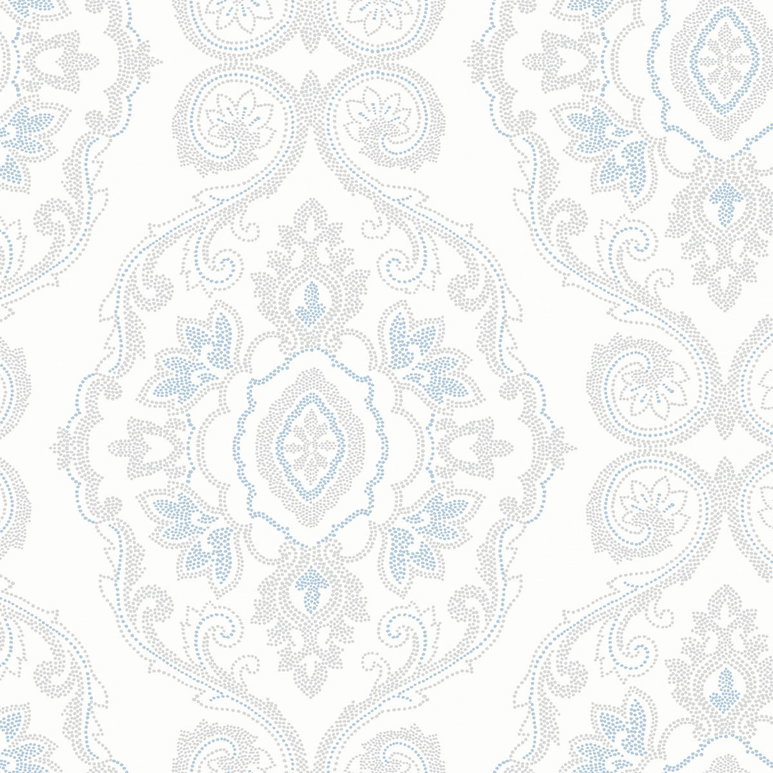 Seabrook Designs Nautical Damask Blue Oasis Wallpaper