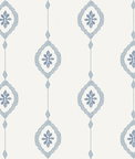 Seabrook Designs Sand Dollar Stripe Coastal Blue Wallpaper