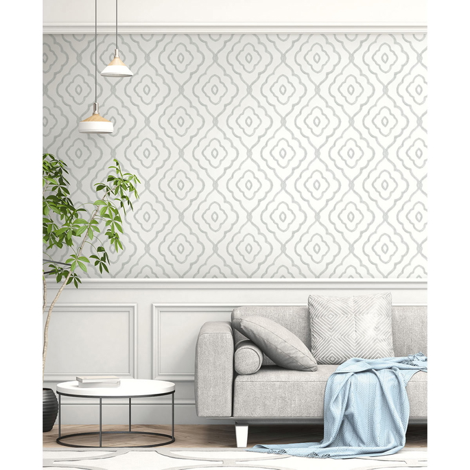 Seabrook Designs Seaside Ogee Daydream Gray Wallpaper image 2 of 2