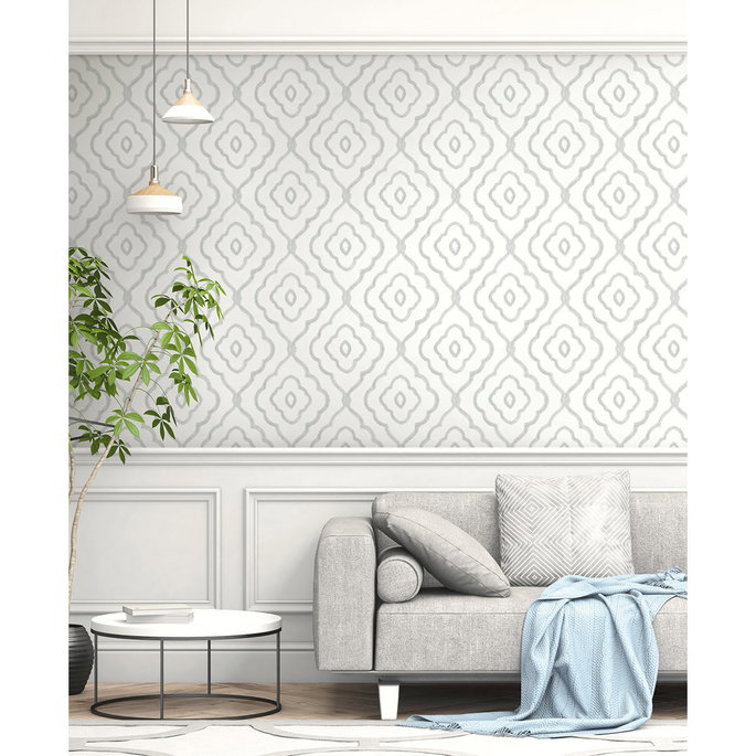 Seabrook Designs Seaside Ogee Daydream Gray Wallpaper image 2 of 2