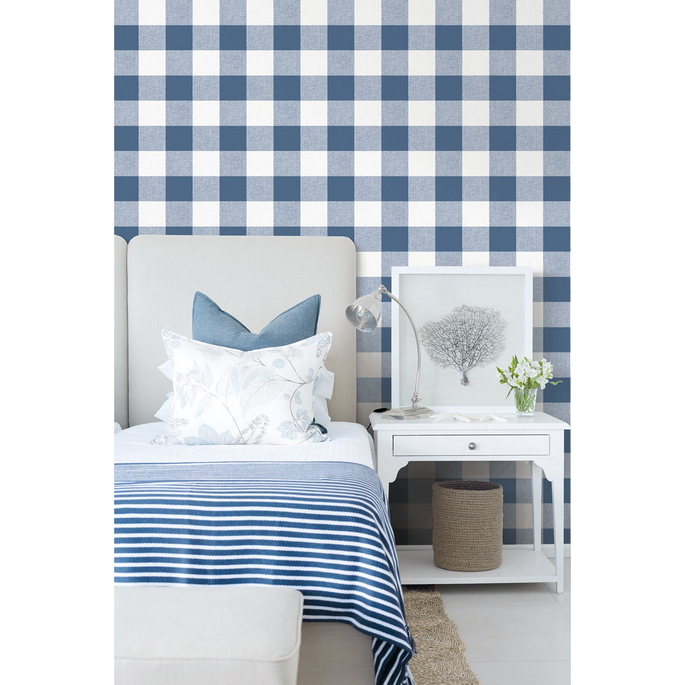 Seabrook Designs Picnic Plaid Coastal Blue Wallpaper image 2 of 2
