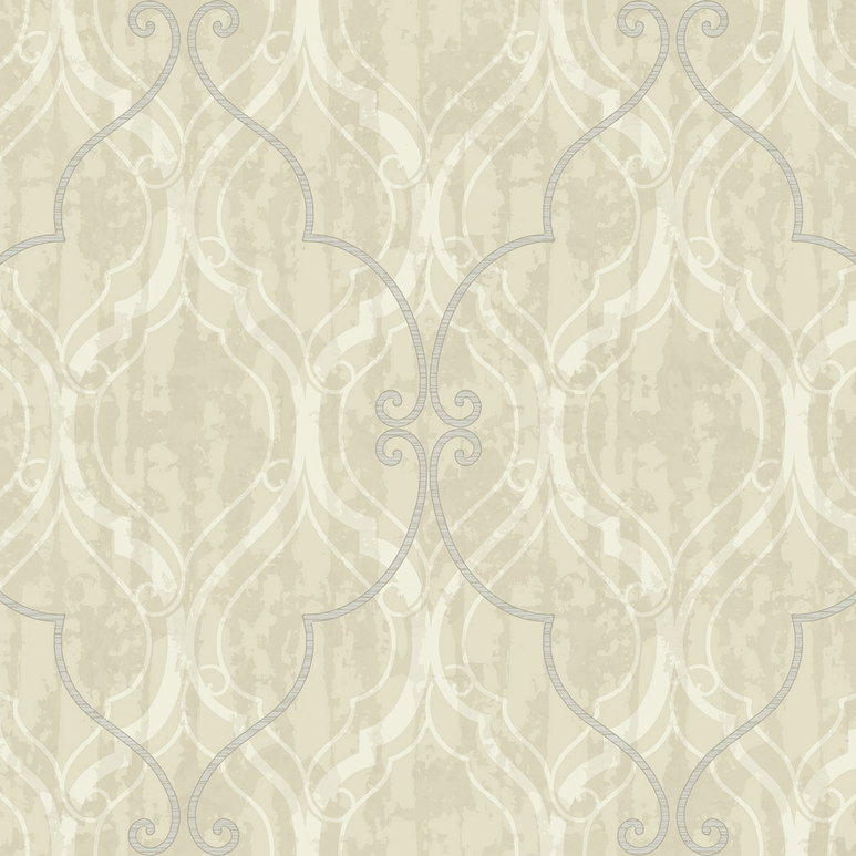 Seabrook Designs Corsica Ogee Greige Wallpaper