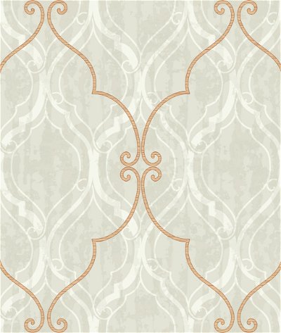 Seabrook Designs Corsica Ogee Pewter & Copper Wallpaper
