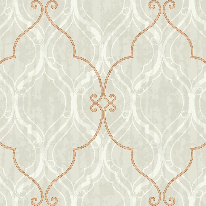 Seabrook Designs Corsica Ogee Pewter &amp; Copper Wallpaper