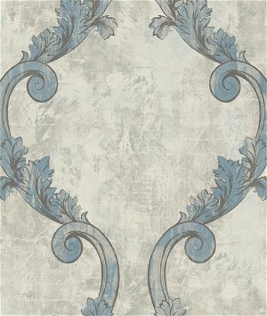Seabrook Designs Sicily Light Greige & Carolina Blue Wallpaper