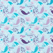 Premier Prints Mermaids Girly Blue Canvas Fabric
