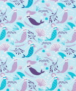 Premier Prints Mermaids Girly Blue Canvas