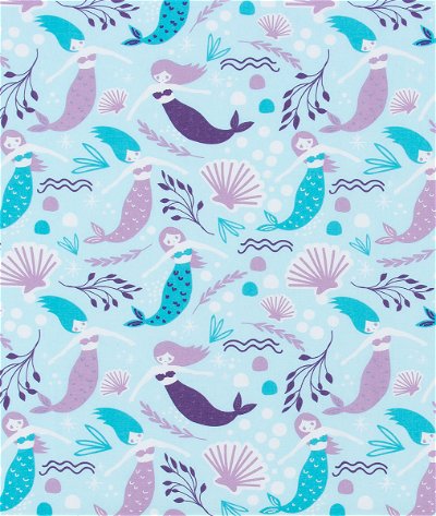Premier Prints Mermaids Girly Blue Canvas Fabric