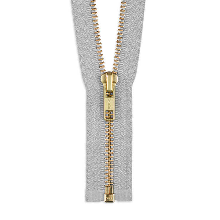 YKK 30" Chrome Gray #5 Brass Open End Zipper