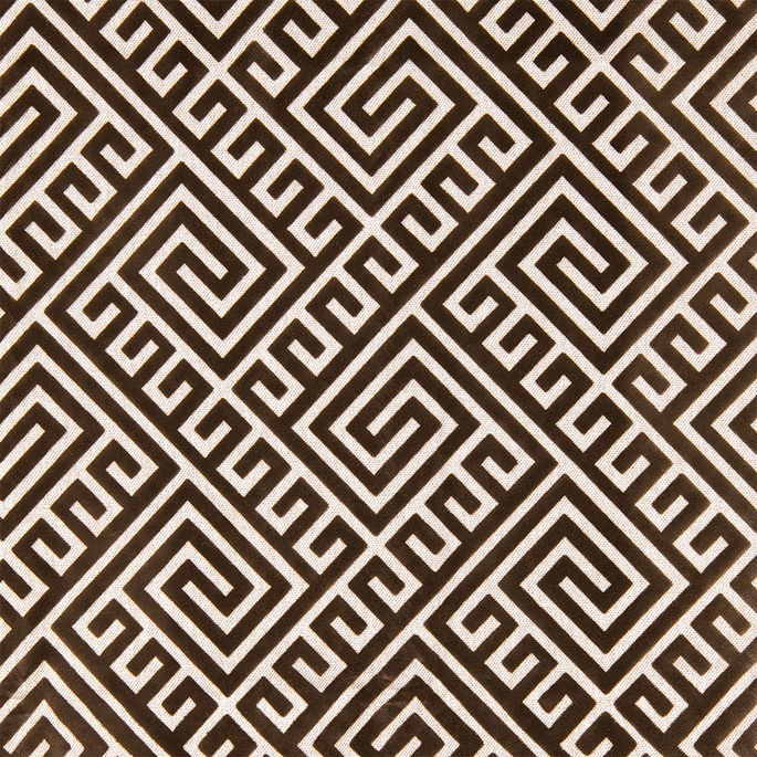 RK Classics Kensington Flocked Brown Upholstery Fabric image 1 of 3